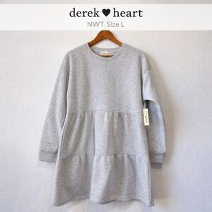 Derek Heart Gray Tiered Sweatshirt Dress NWT Size L Casual Cozy